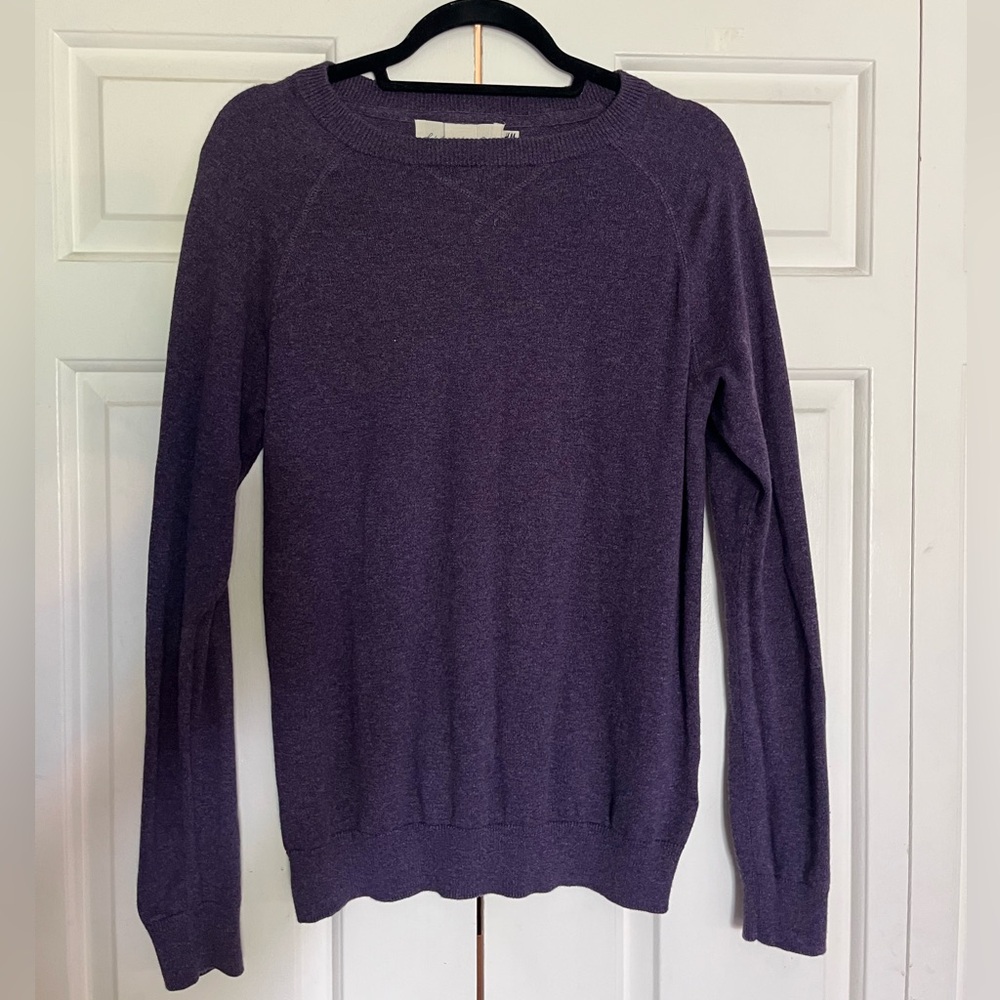 Purple Crewneck Layerable Sweater with Stitched Details